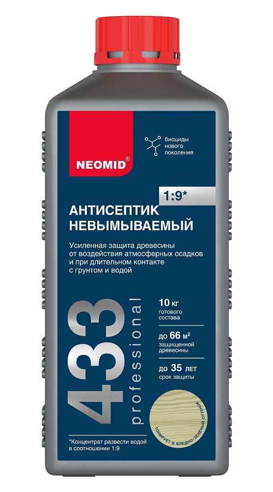 Антисептик невымываемый Neomid 433, усиленный, 1 кг (концентрат 1:9)