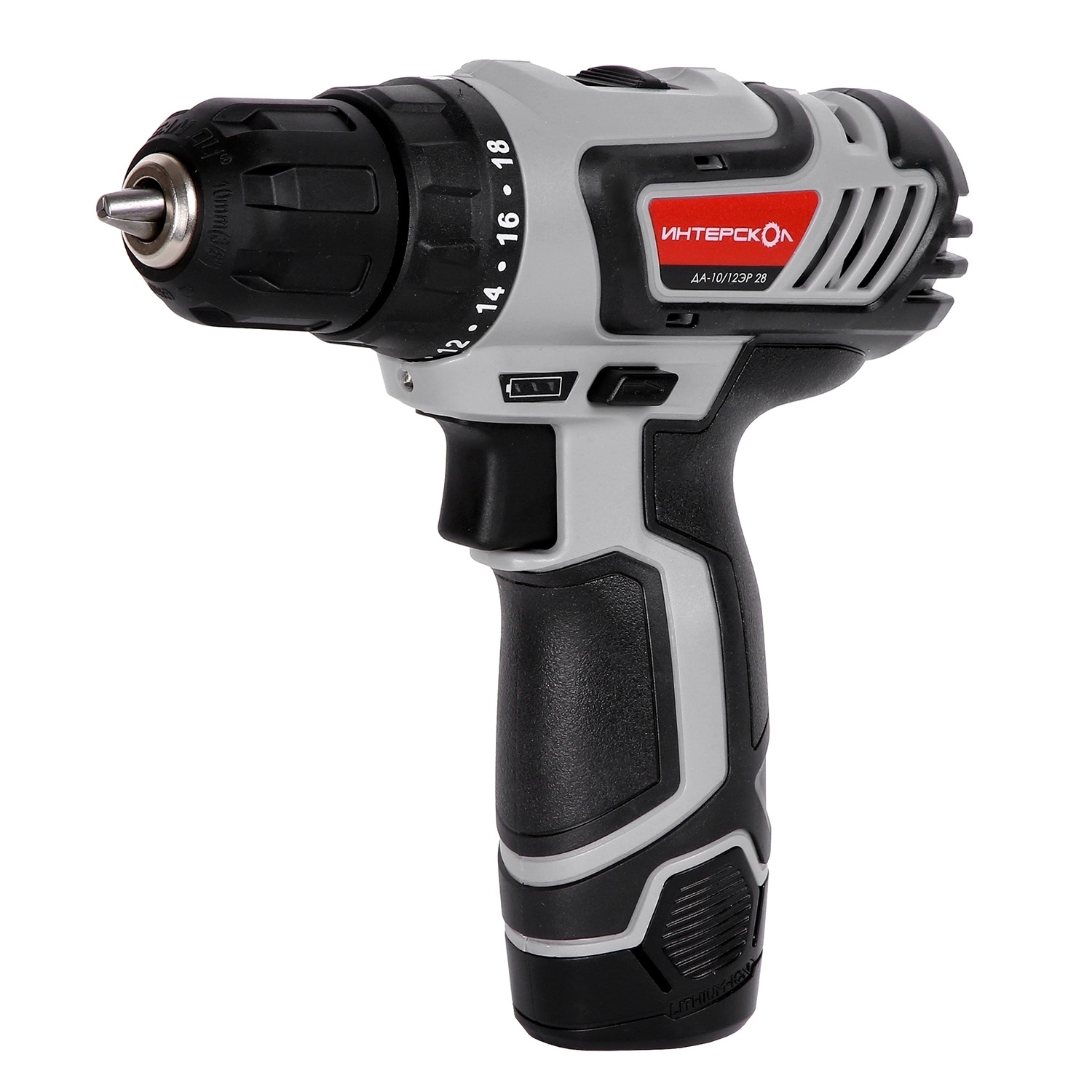 Шуруповерт аккумуляторный ИНТЕРСКОЛ ДА-10/12ЭР 28 ПРОМО, 12В, 2*2.0Ач