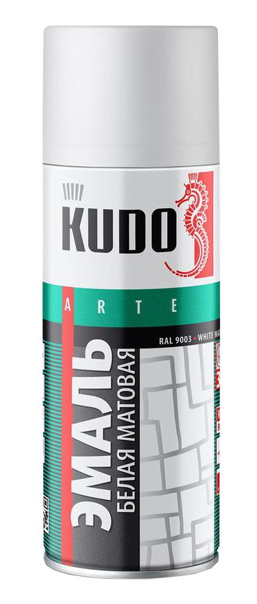Эмаль KUDO, алкидная, цвет белый матовый (RAL 9003), 520 мл