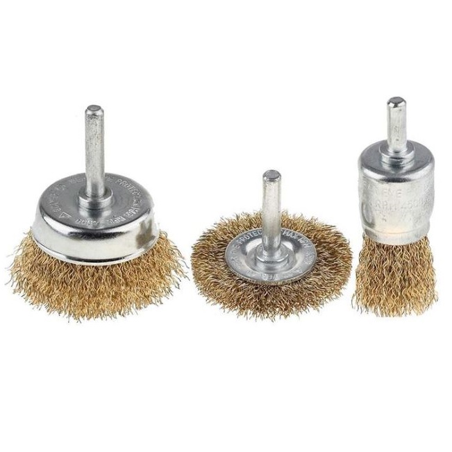 Набор щеток-крацовок для дрели, "чашка" 50 мм/плоская 50 мм/торцевая 25 мм