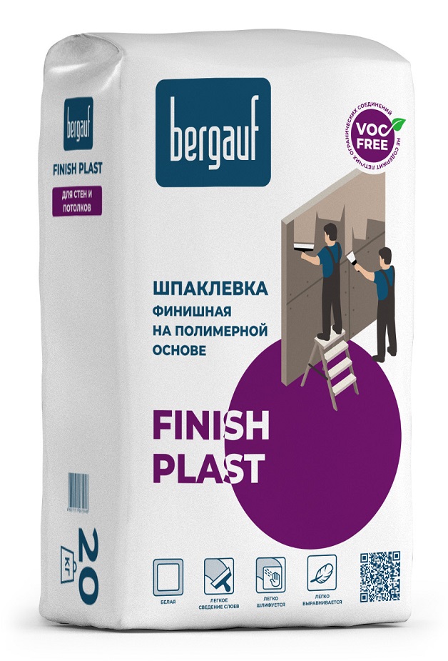Шпатлевка финишная полимерная Bergauf Finish Plast, 20 кг