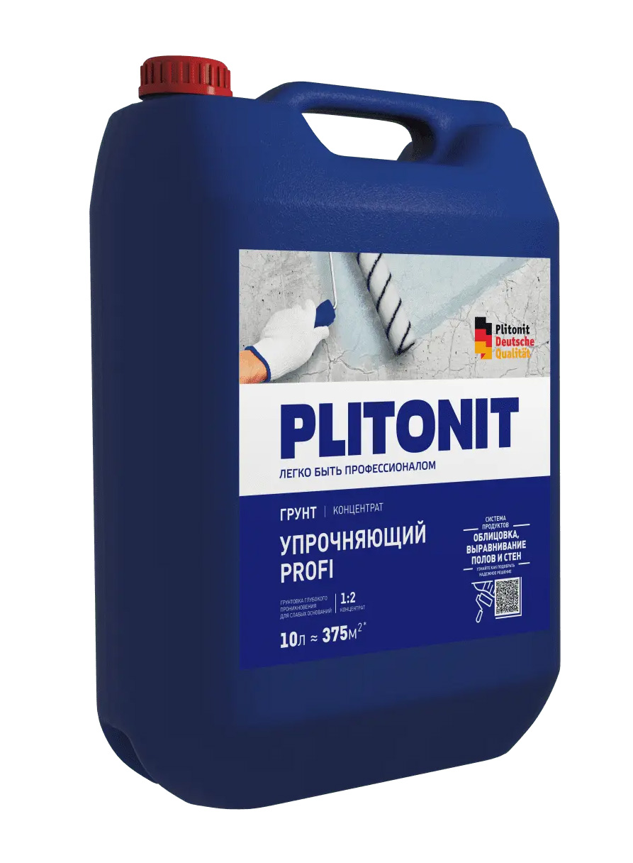 Грунт PLITONIT, упрочняющий, грунтовка глубокого проникновения для слабых оснований, 10 л, концентрат 1:2