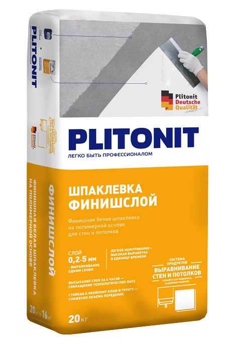Шпатлевка финишная полимерная Plitonit ФинишСлой, 20 кг