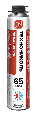 Пена монтажная ТехноНИКОЛЬ 65 CONSTANT, профессиональная, всесезонная, 990 г