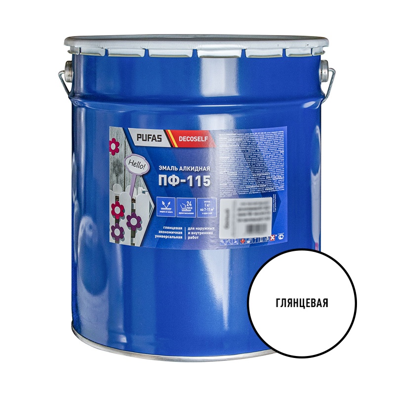 Эмаль ПУФАС Decoself ПФ-115, белая, 25 кг (18,7 л) 