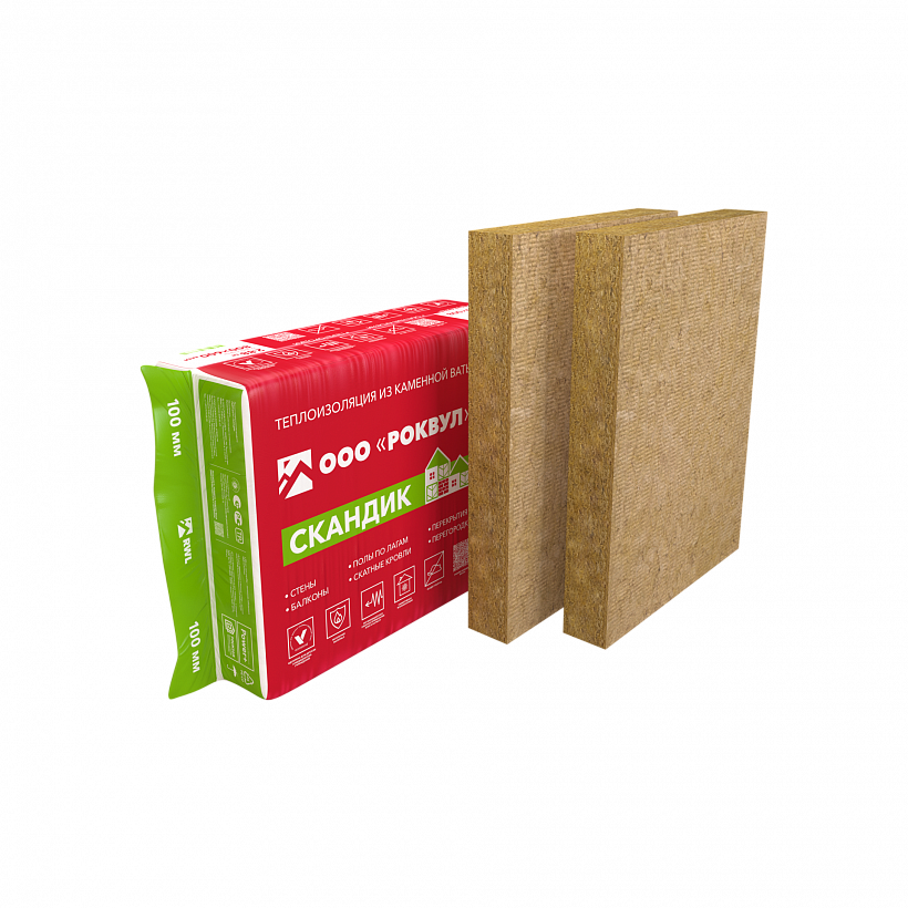 Теплоизоляция РОКВУЛ СКАНДИК XL, 0,432 куб.м, 6 шт., 1200*600*100 мм