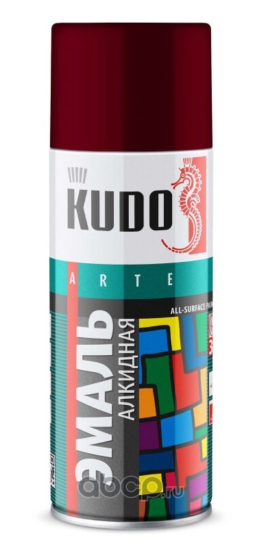 Эмаль KUDO, алкидная, цвет винно-красный (RAL 3005), 520 мл