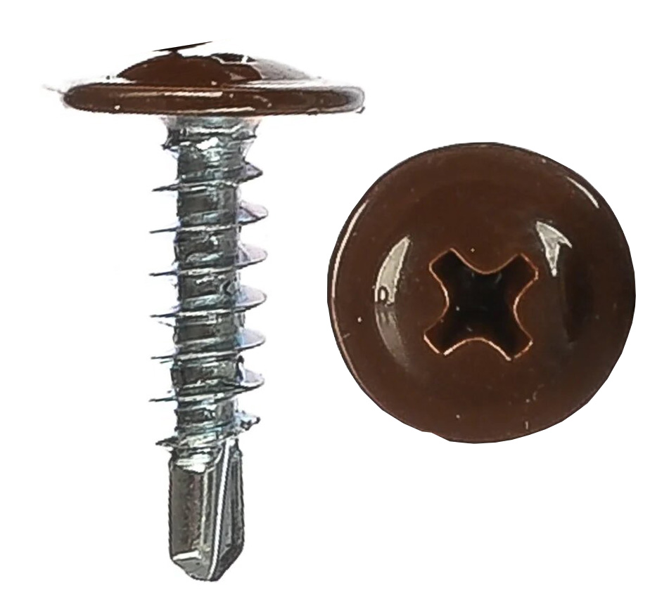 Саморез с прессшайбой, цвет шоколадно-коричневый (RAL 8017), 4,2*16 мм (1000 шт.)