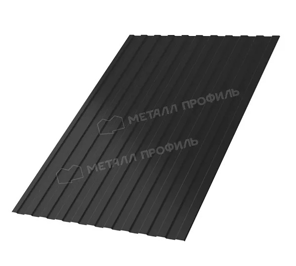 Профнастил С-8, покрытие полиэстер, цвет черный янтарь (9005), 2000*1200*0,45 мм